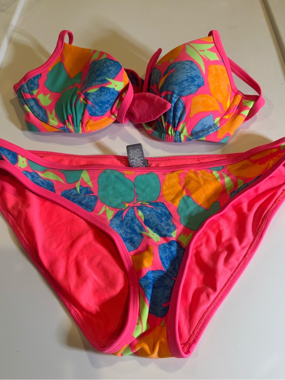 aerie Neon Pink Floral Bikini Set